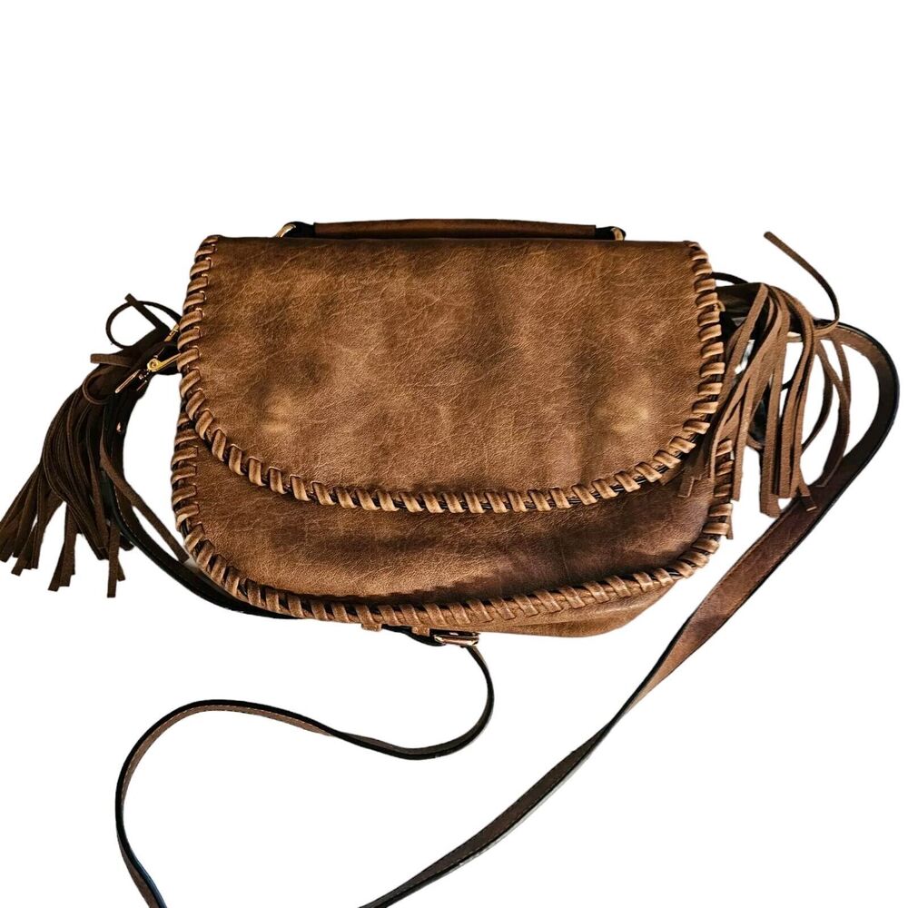 Moda Luxe Leather Purse Brown Fringe‎ Western